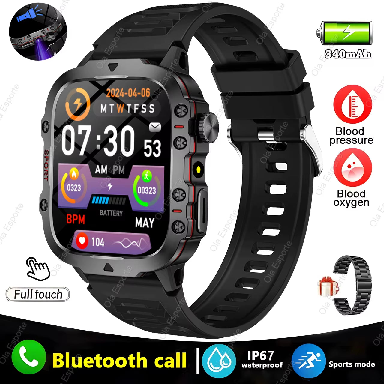 Introducing the Cutting-Edge Original Men Smartwatch: Your Ultimate Fitness Companion with Bluetooth Calling and IP68 Waterproofing - Perfect for Android and iOS Devices!
