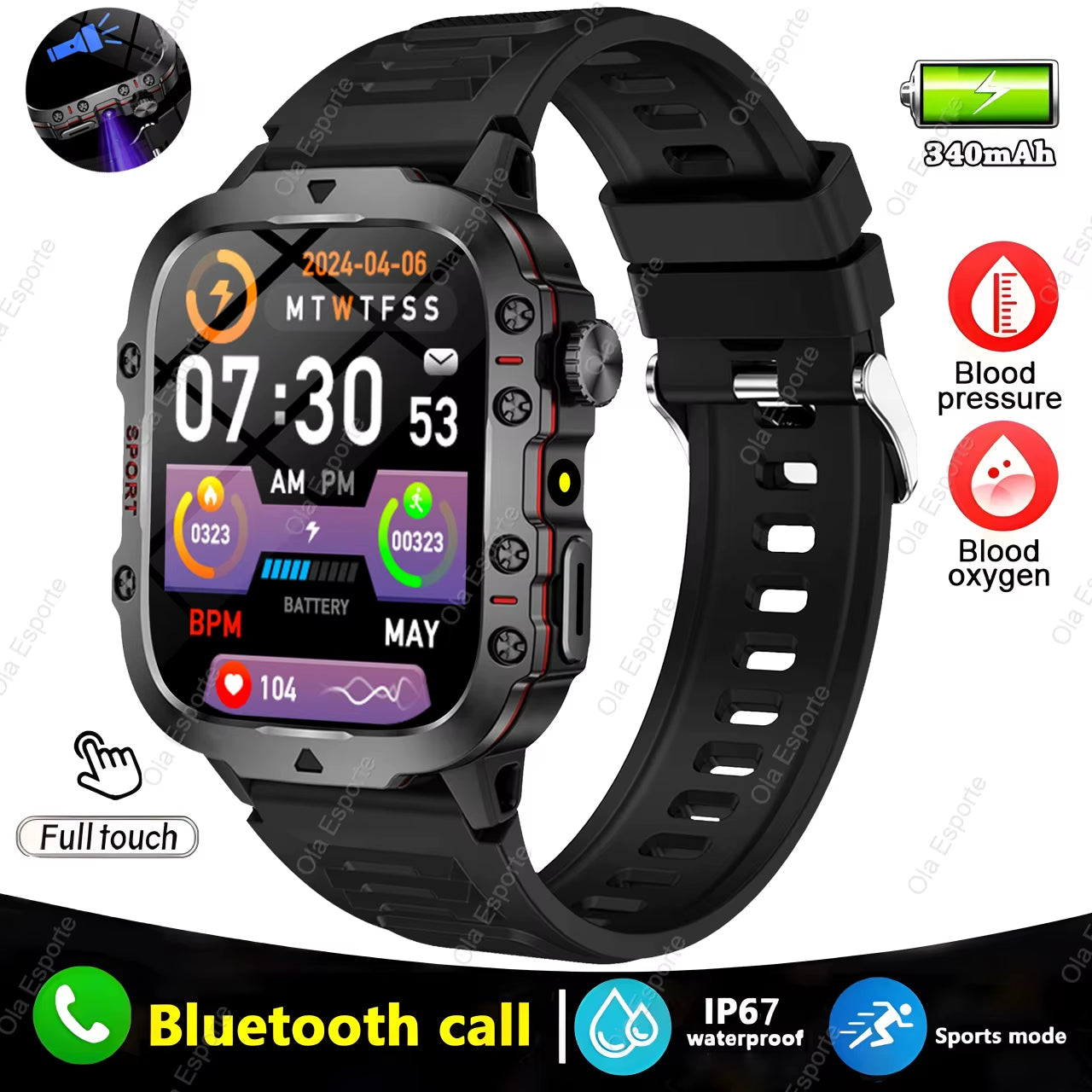 Introducing the Cutting-Edge Original Men Smartwatch: Your Ultimate Fitness Companion with Bluetooth Calling and IP68 Waterproofing - Perfect for Android and iOS Devices!