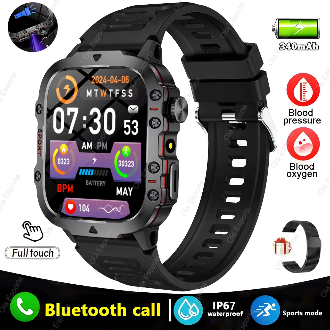 Introducing the Cutting-Edge Original Men Smartwatch: Your Ultimate Fitness Companion with Bluetooth Calling and IP68 Waterproofing - Perfect for Android and iOS Devices!